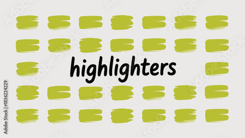 Word "highlighters" Surrounded by Green Brush Strokes