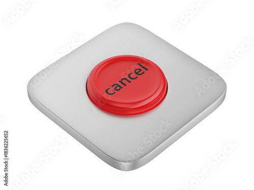 Red round cancel button on transparent background