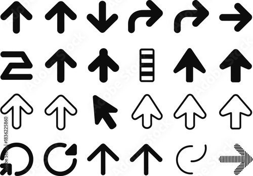 Black arrow vector icon pack
