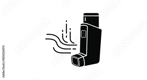 Asthma inhaler releasing medication for breathing relief