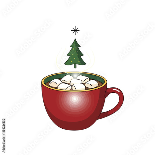 Delight in a warm cup of Christmas cocoa with fluffy marshmallows, a sweet holiday treat for everyone