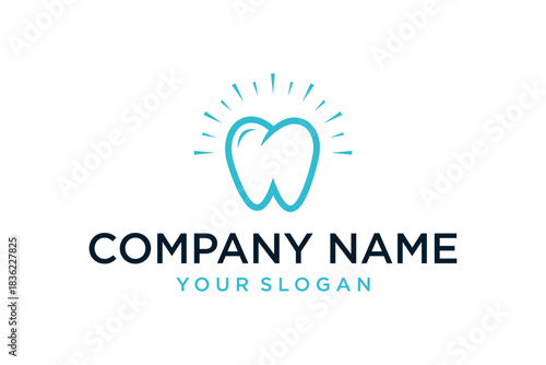 Minimalist Dental Clinic Logo with Shining Tooth Icon for Oral Health and Dentistry Services