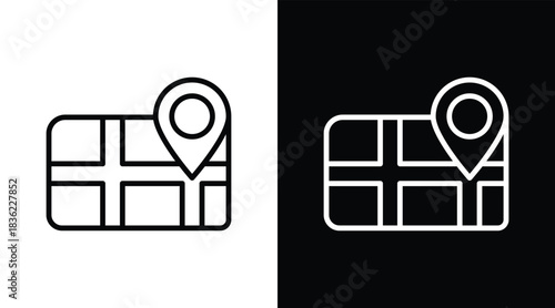 map Two-tone version in black and white background