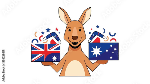 Kangaroo Holding Australian Symbols A Celebration of National Pride