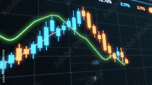 Wallpaper Mural Financial Stock Market Chart Showing Rising Trends with Candlestick Graphs and Line Indicators Torontodigital.ca