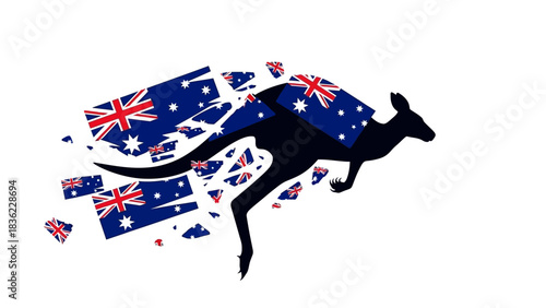 Symbol of Australia A Kangaroo Fragmenting into the Australian Flag