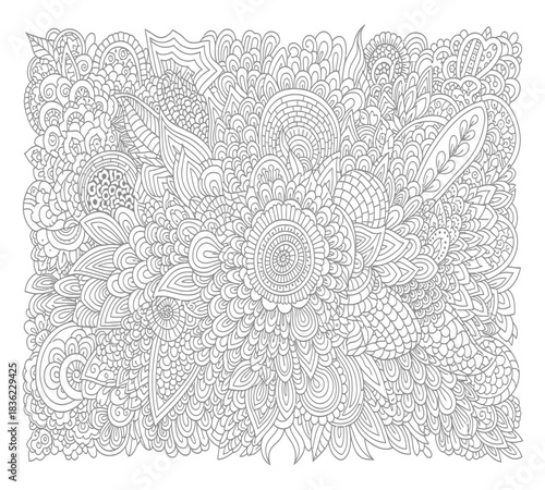 Zen tangle floral pattern with intricate details for coloring