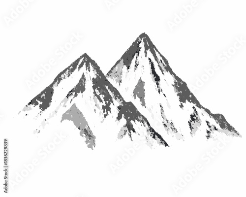 Abstract monochrome mountain peaks illustration