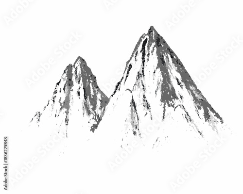 Abstract monochrome mountain peaks illustration