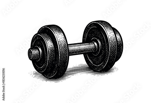 Vintage engraved illustration of a dumbbell — stock vector.