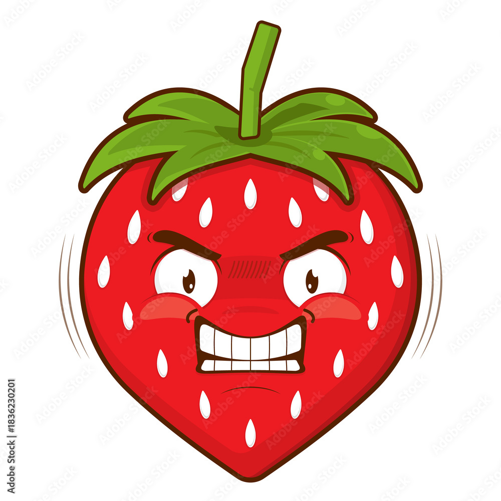 Obraz premium strawberry angry face cartoon cute