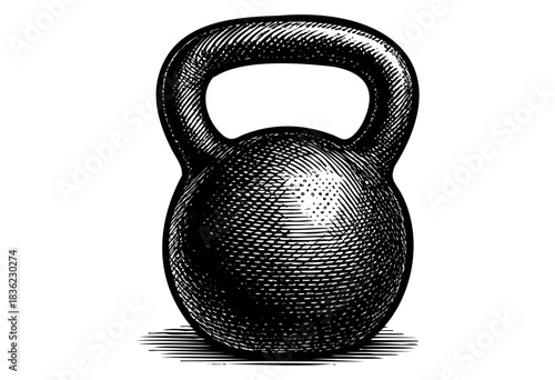 Vintage engraved illustration of a kettlebell — stock vector.
