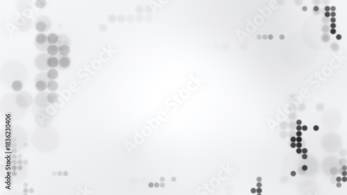 Layered gray and light grey dots on a white background. Abstract background for poster, banner, website or template in 4k resolution with copy space.