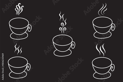 Smoke and Steam Icon Set. Hot Vapor, Smell, and Aroma Symbols. Cooking Fume and Warm Air Vector Collection.