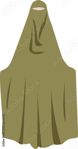 Full Niqab Islamic Garment Designed for Modest Covering on White Background Vector Illustration of Traditional Muslim Women's Apparel