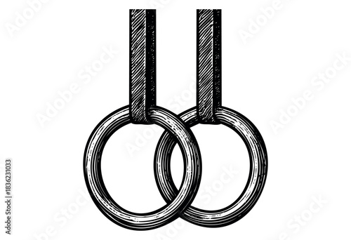 Vintage engraved illustration of gymnastic rings — stock vector.