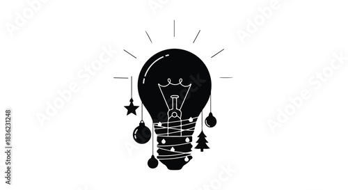 Bright idea illuminated by festive holiday lights and ornaments