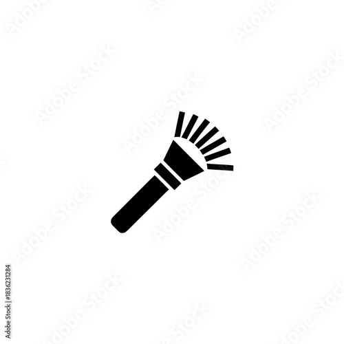 Illustration of a makeup brush with a black handle design on transparent background