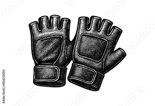 Vintage engraved illustration of gym gloves — stock vector.