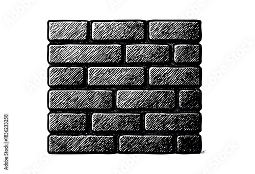 Vintage engraved illustration of a brick wall — stock vector.