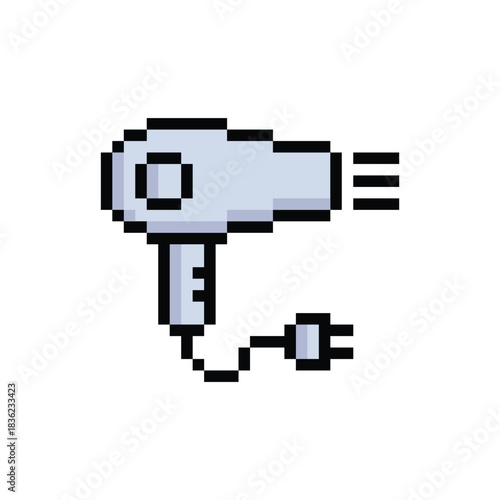 pixel art hair dryer 8 bit vector icon for computer game logo