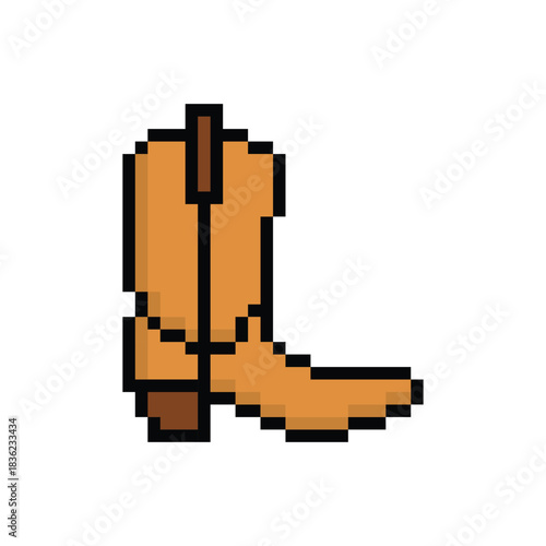 pixel art cowboy boots 8 bit vector icon for computer game logo