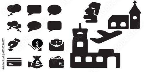 Travel and finance icon set