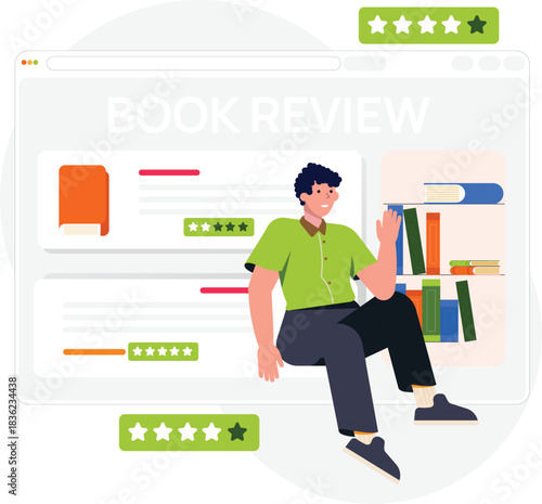 People vector illustrations in various activities of education, learning, reading book