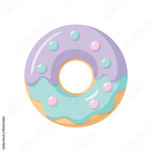 A Delicious Donut with Pastel Glaze and Sprinkles Illustration.