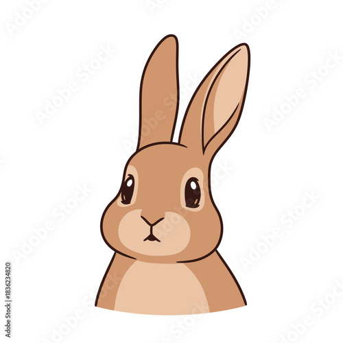 Charming Brown Rabbit Portrait with Alert Expression and Upright Ears.