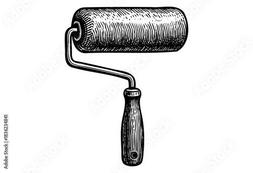 Vintage engraved illustration of a paint roller — stock vector.