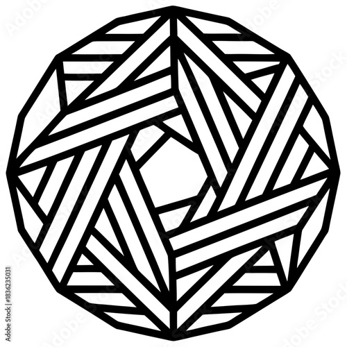 Geometric Pattern with Intersecting Lines and Octagonal Border.