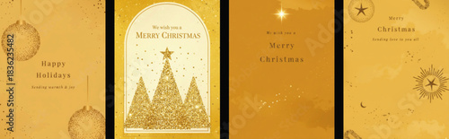 Luxury Christmas Gold Foil Invitation Card Vector with Pine Leaves and Snowflake on Navy Blue Background - Elegant Design with Spot Texture for Holiday Covers