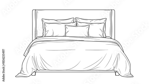Bed with pillows and linen sheets1
