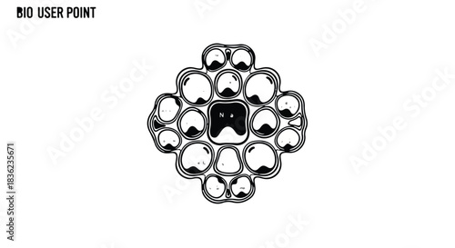 Abstract geometric pattern with a central square and circular elements, creating a modern, stylized design.