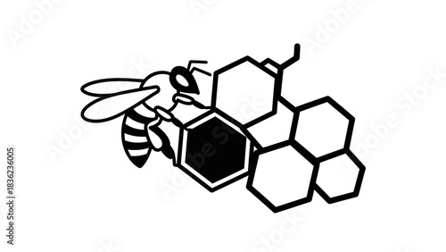 Honey bee harvesting natural honeycomb, a sweet design for beekeeping or honey branding, perfect for organic products