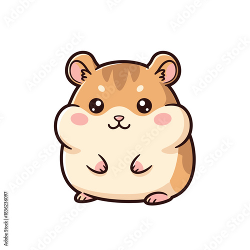 Adorable Hamster Cartoon Character with Chubby Cheeks and Tiny Paws.