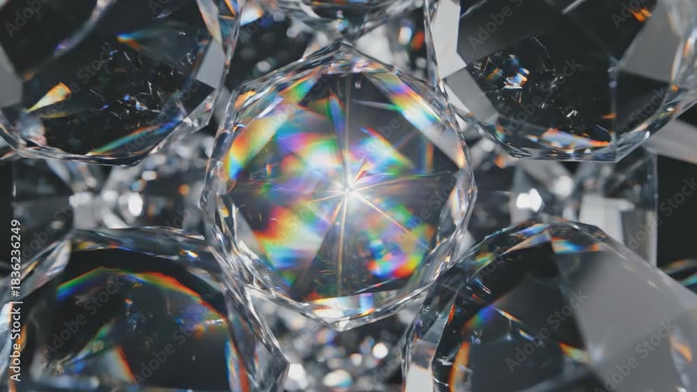 Image Rotating Prisms Shimmering array of transparent geometric crystalline prisms rotating ...