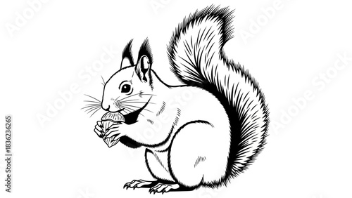 Charming squirrel enjoying a nut snack, perfect for nature lovers and animal-themed designs, add a touch of whimsy