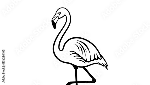 Elegant flamingo outline on white makes a striking design element for your next project