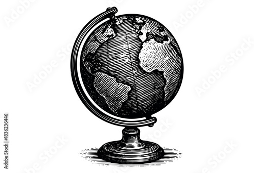 Vintage engraved illustration of a globe — stock vector.