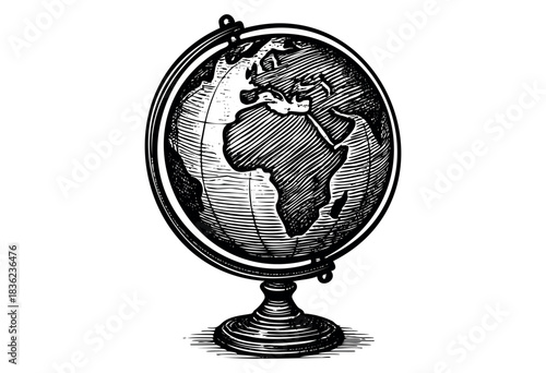 Vintage engraved illustration of a globe — stock vector.