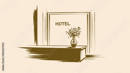Hotel reception with flower vase 