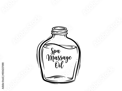 Open bottle of spa massage oil