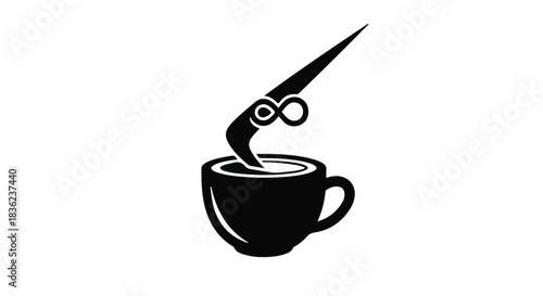 Stylized coffee cup with steam forming an infinity symbol, representing endless enjoyment.