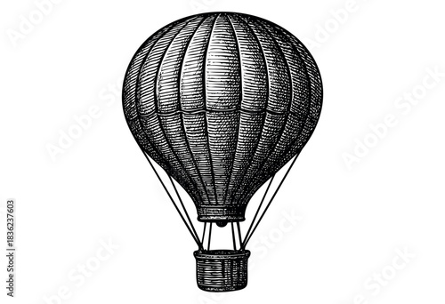 Vintage engraved illustration of a hot air balloon — stock vector.