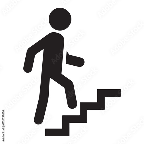 Person walking up stairs icon vector silhouette