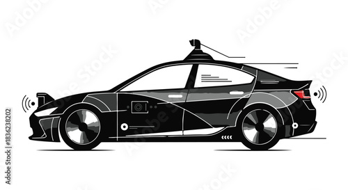 Sleek autonomous vehicle with advanced sensor technology for smart driving