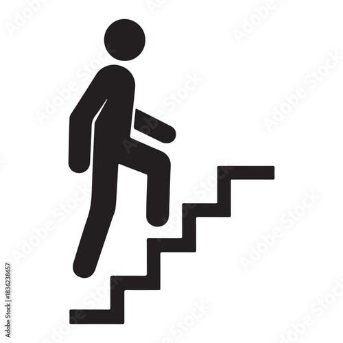 Person walking up stairs icon vector silhouette