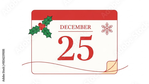 Christmas calendar december twenty fifth holiday date christmas day celebration merry christmas vector design
